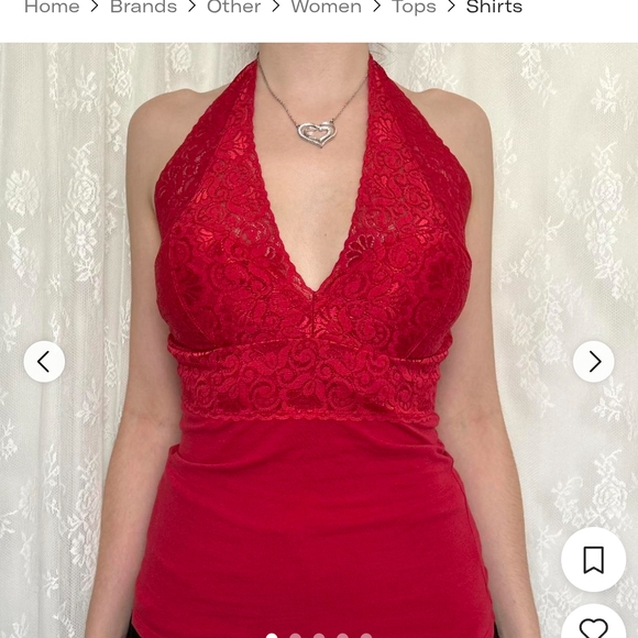 Sexy Red Lace Halter Top - Picture 1 of 10